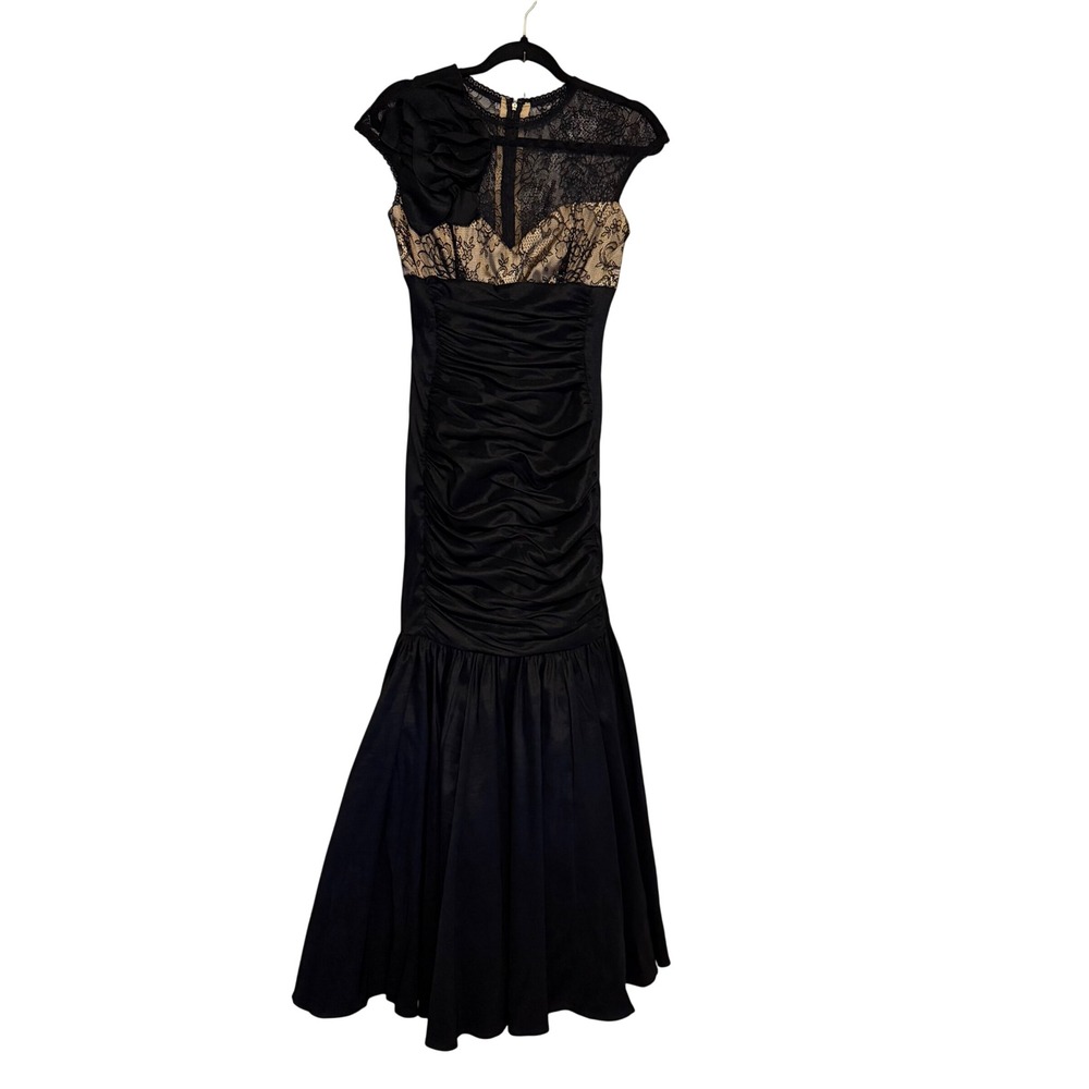 Vintage Jessica McClintock formal dress black 6 mermaid style prom wedding